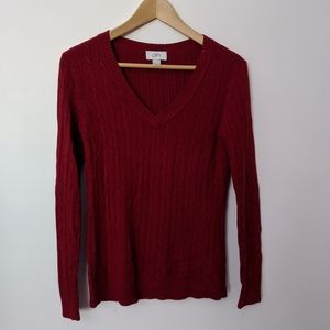 Cherry Red Ann Taylor Loft V-Neck Sweater
